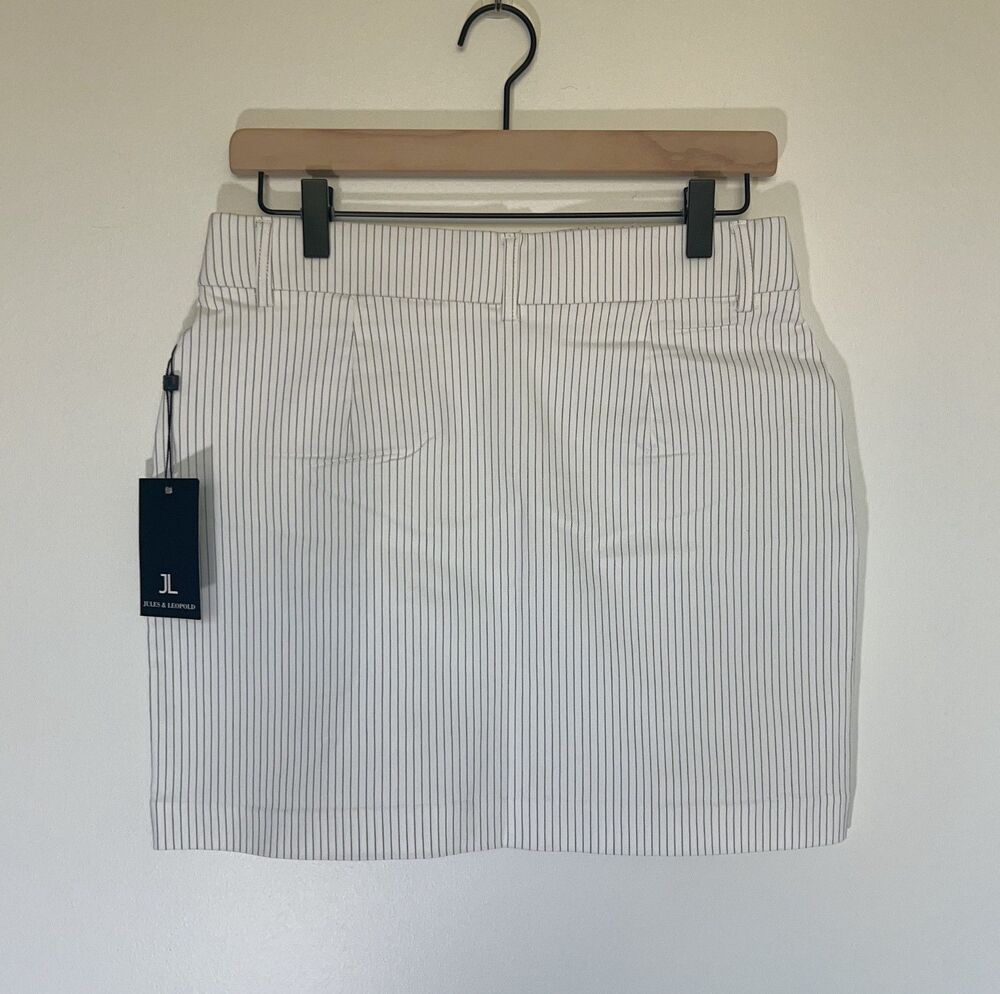 Jules & Leopold White Pinstripe High Stretch Mini Skirt – Size S/P